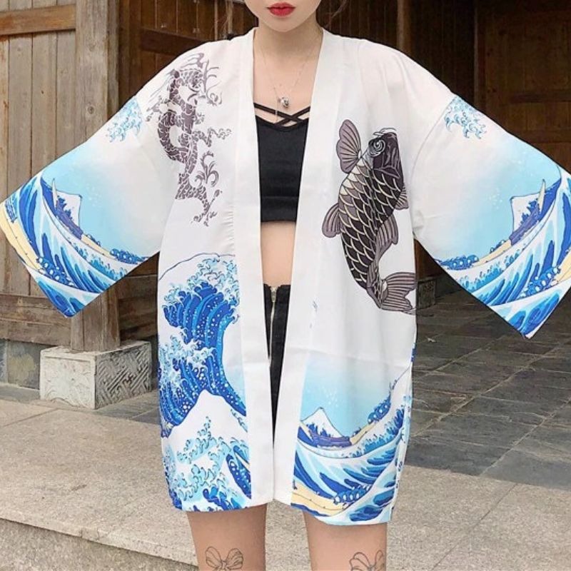 Veste kimono femme vague de Kanagawa 2