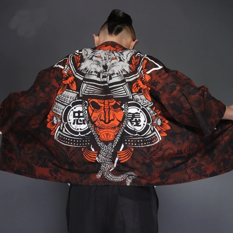 Veste Kimono homme guerrier japonais & loup