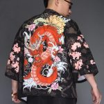 Veste Kimono homme dragon japonais rouge 5