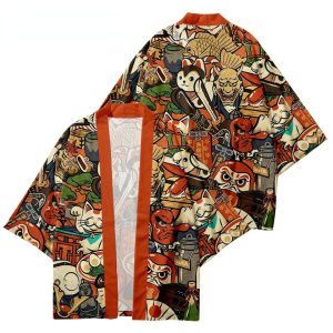 Veste Kimono homme avec dragon japonais noir et blanc 5