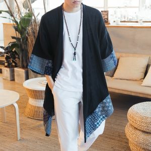 Veste longue Kimono homme – floral 5