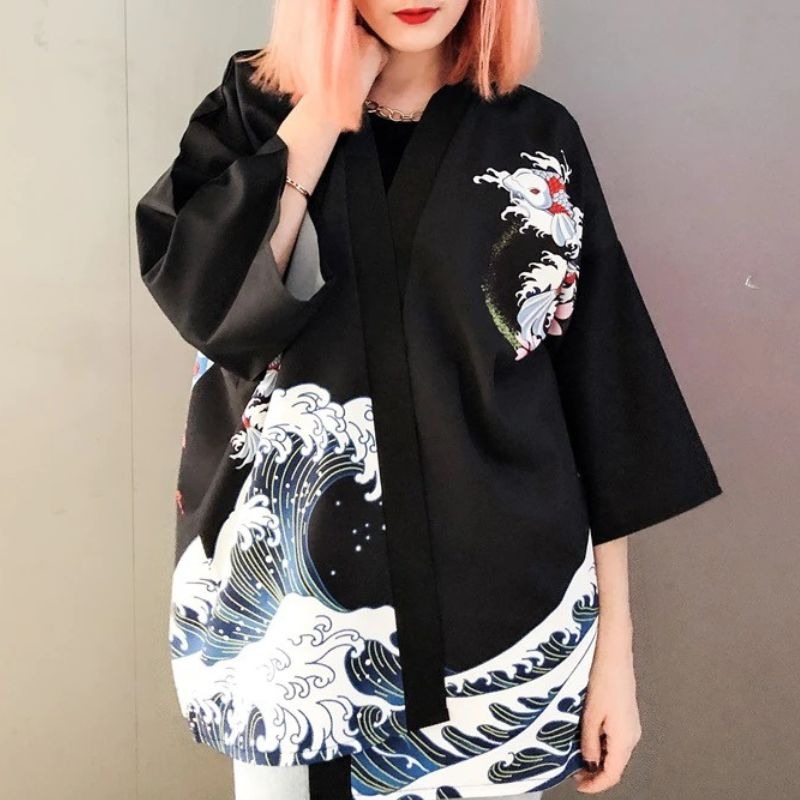 Veste kimono femme Tatsu bleu 3