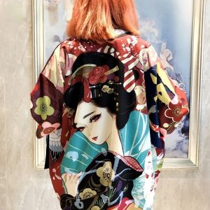 Veste kimono femme Tsuru au soleil levant 5