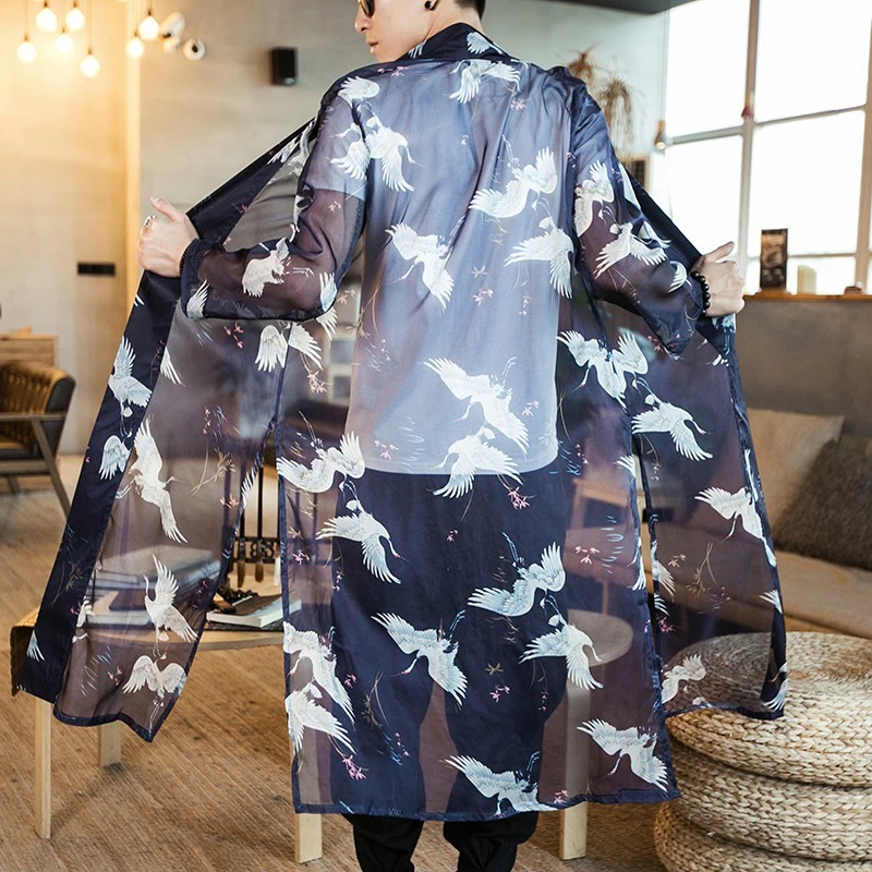 Veste Kimono homme tsuru transparent 5