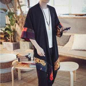 Veste longue Kimono homme – floral 3
