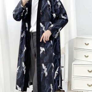 Veste Kimono homme tsuru et vagues