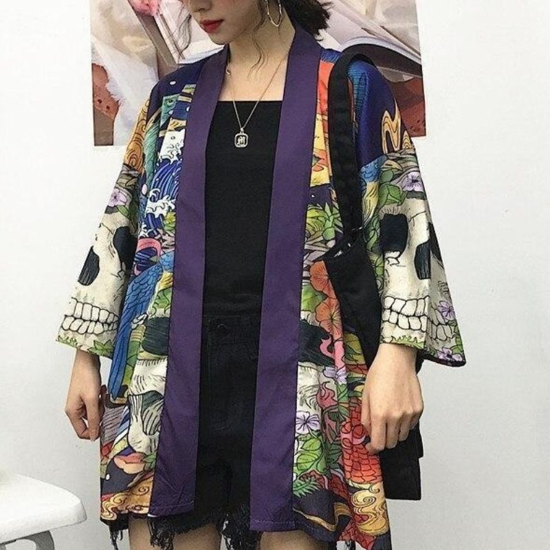 Veste kimono femme crâne 3