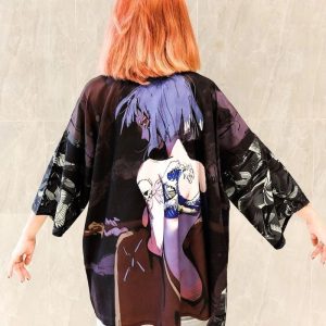 Veste kimono femme banc de poisson koï 3