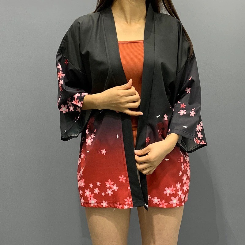 Veste kimono femme kitsune et lanternes 2