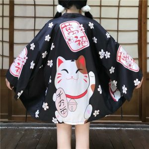 Veste kimono femme chat bonne fortune