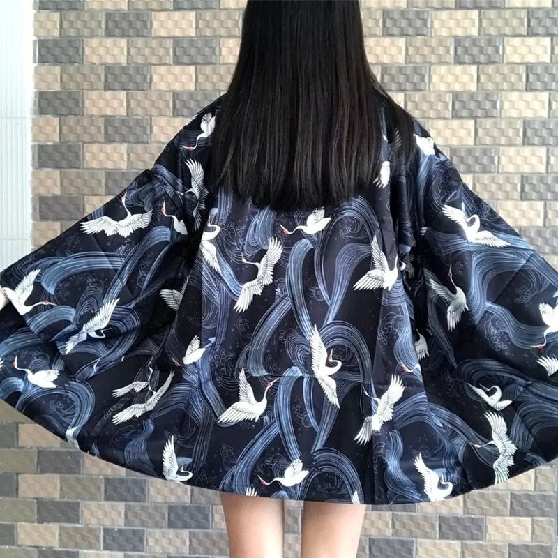 Veste kimono femme Grue Japonaise
