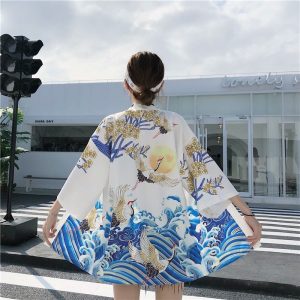 Veste kimono femme flore japonaise