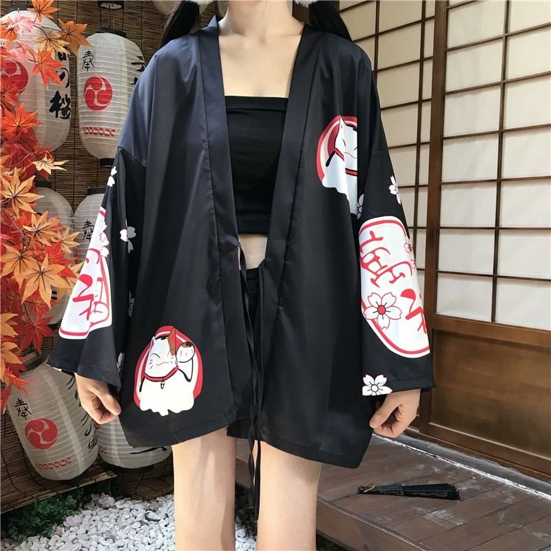 Veste kimono femme chat bonne fortune 2