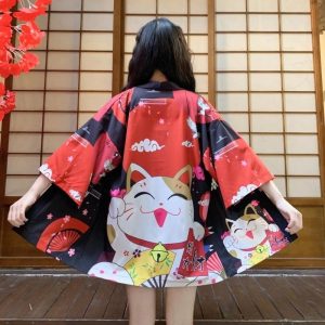 Veste kimono femme chat bonne fortune 7
