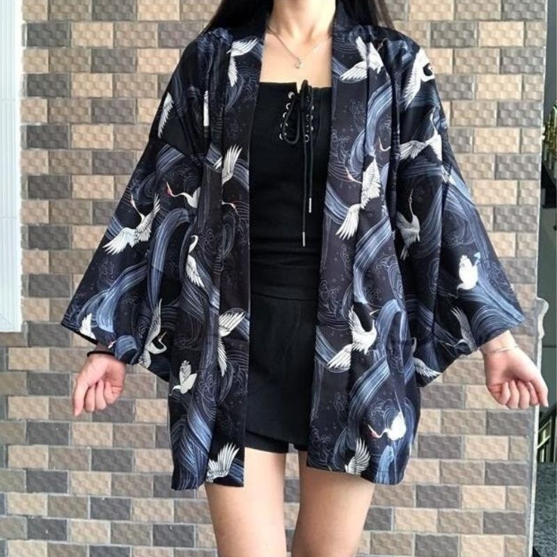 Veste kimono femme Grue Japonaise 2