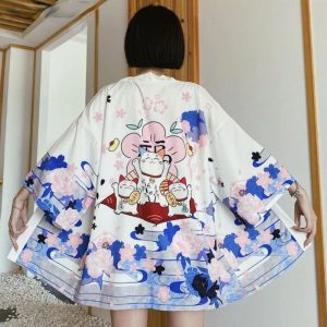 Veste kimono femme chat porte bonheur