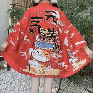 Veste kimono femme  Chat Japonais