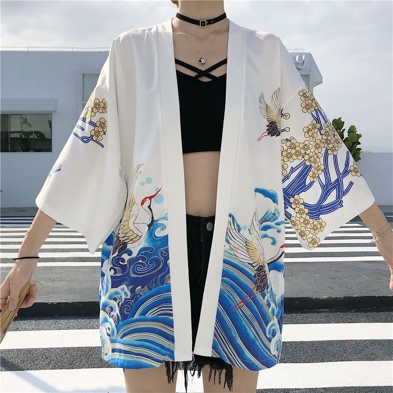 Veste kimono femme flore japonaise 3