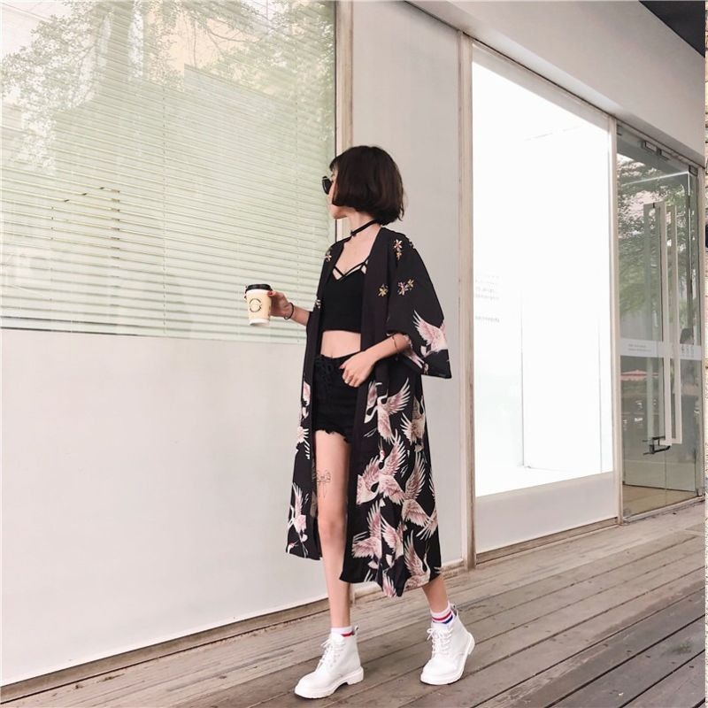 Veste kimono femme longue 4