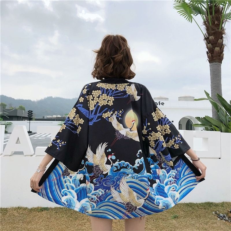 Veste kimono femme flore japonaise 4