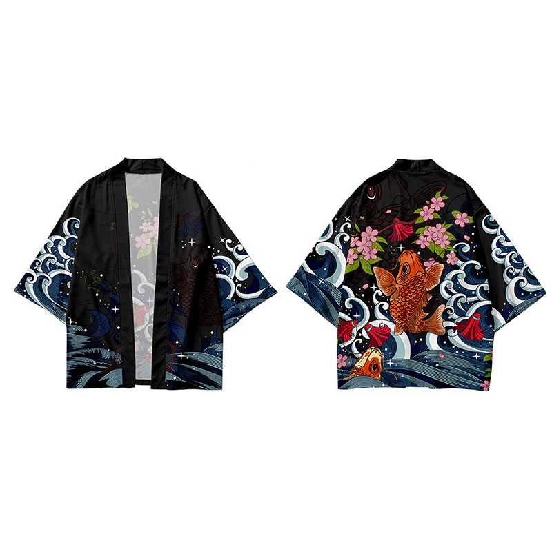 Ensemble veste kimono homme carpe Koi haut