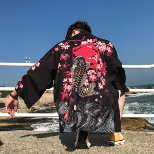 Veste Kimono homme dragon japonais rouge 7