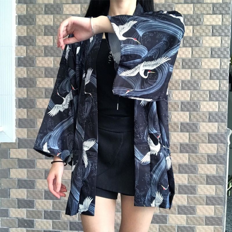 Veste kimono femme Grue Japonaise 3