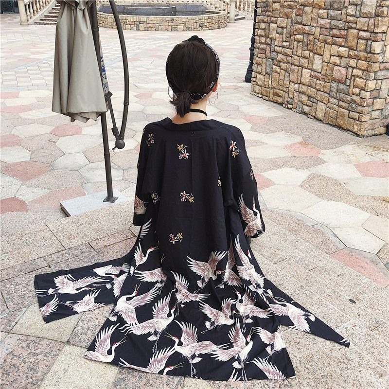 Veste kimono femme longue 2