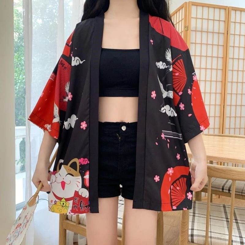 Veste kimono femme maneki neko 2