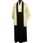 Kimono traditionnel japonais beige 2
