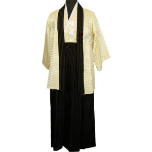 Kimono traditionnel japonais beige