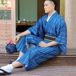 Kimono japonais homme lignes bleues 5