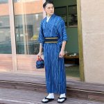 Kimono japonais homme lignes bleues 3