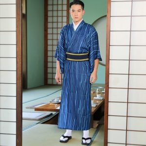 Kimono japonais homme lignes bleues