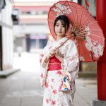 Yukata femme motif lys rouge 5