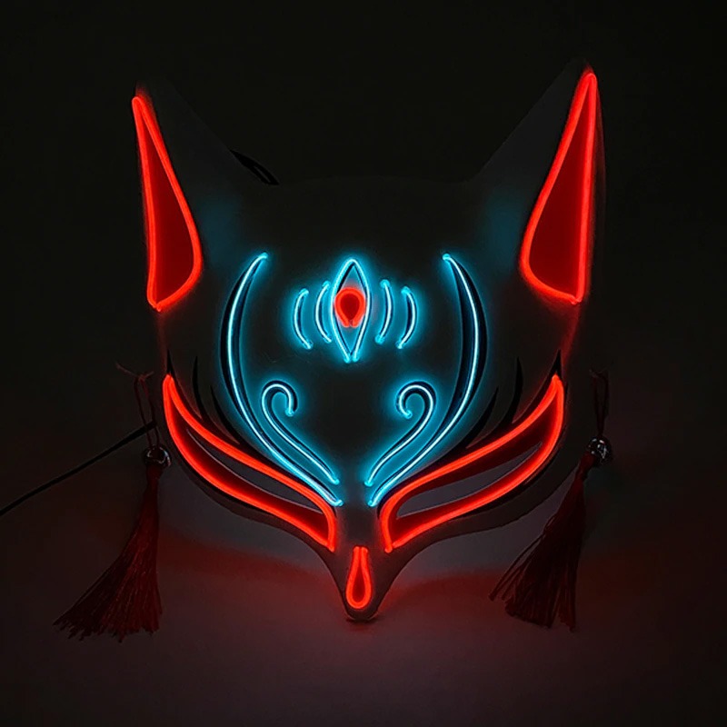 Demi masque Kitsune néon – Tenko