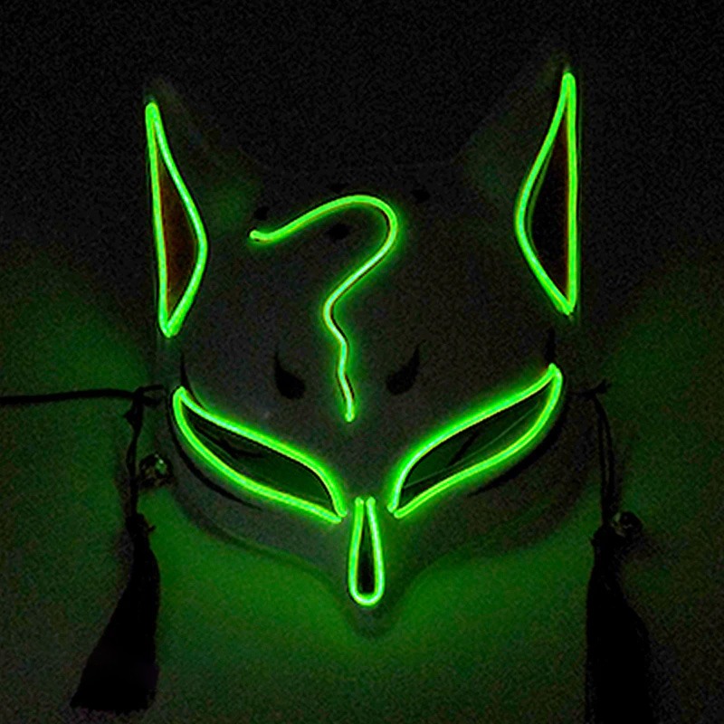 Demi masque Kitsune néon 3