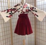 Ensemble robe japonaise courte pour femme motif Kantsubaki 2