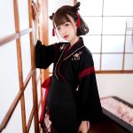 Ensemble robe japonaise femme motif Neko 5