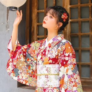 Kimono Furisode traditionnel pour femme Asanoha 7