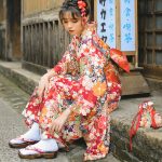 Kimono Furisode traditionnel pour femme Asanoha 3