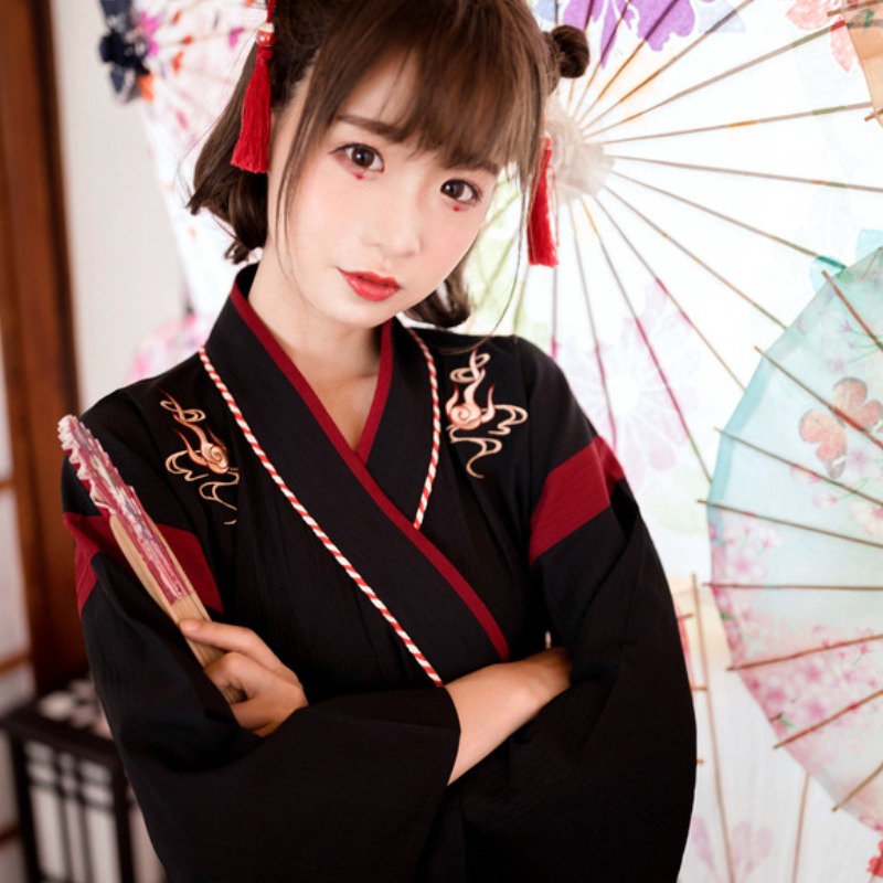 Ensemble robe japonaise femme motif Neko 5